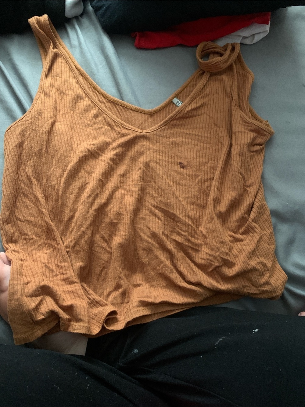 Women's Ribbed V-Neck Tank Top in Mustard